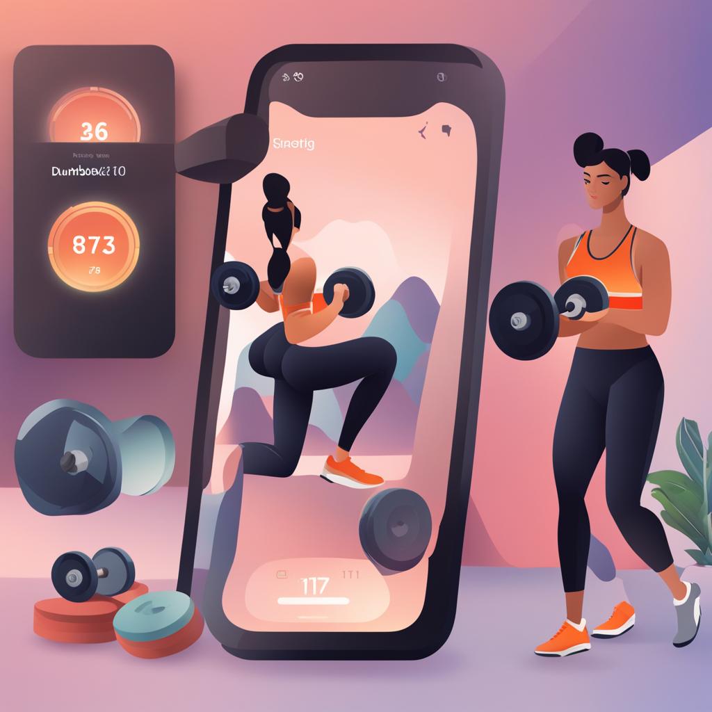 home fitness app with dumbbells